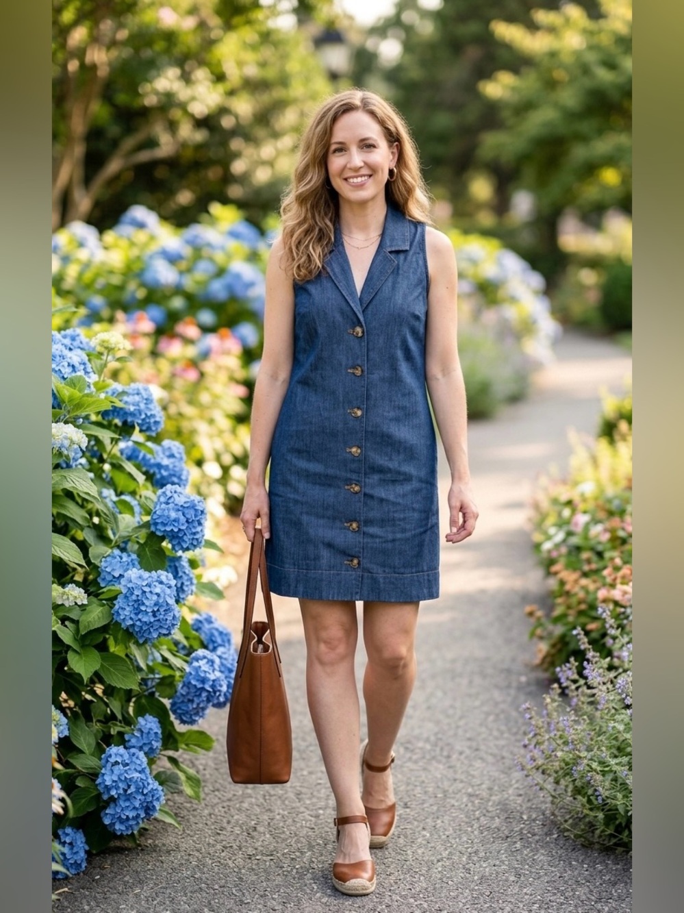 Tuckernuck Pomander Place Blue Denim Sleeveless Button Front Shirt Dress sz XS‎